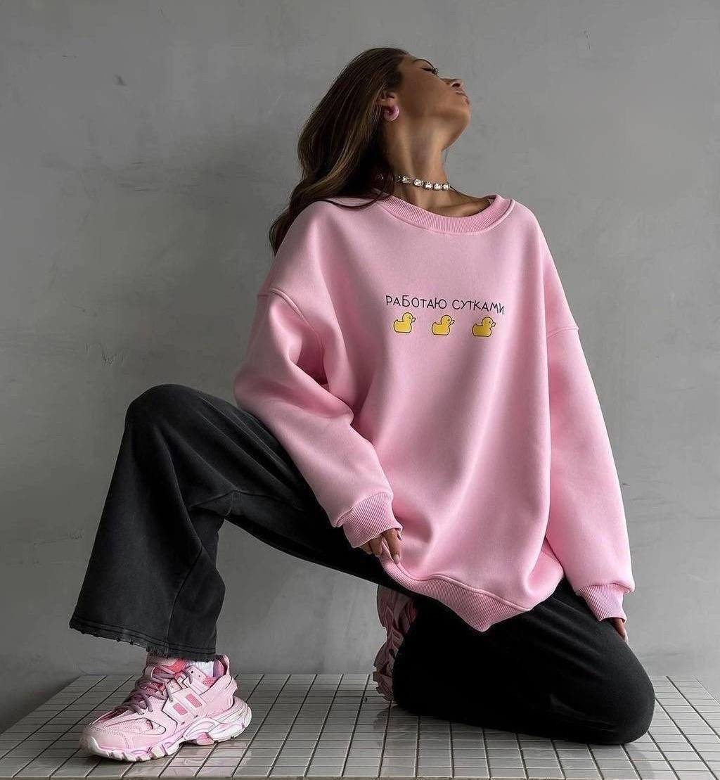 свитшот оверсайз розовый с принтом old money assertive,свитшот с утками женский оверсайз без начеса,свитшот розовый,cвитшот женский оверсайз,женская кофта оверсайз