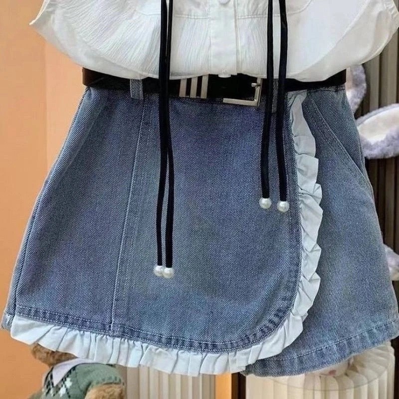 комплект одежды для маленьких девочек,костюм для девочки с юбкой,джинсовый комплект юбка жилет,модная одежда для девочек,комплект одежды для девочек