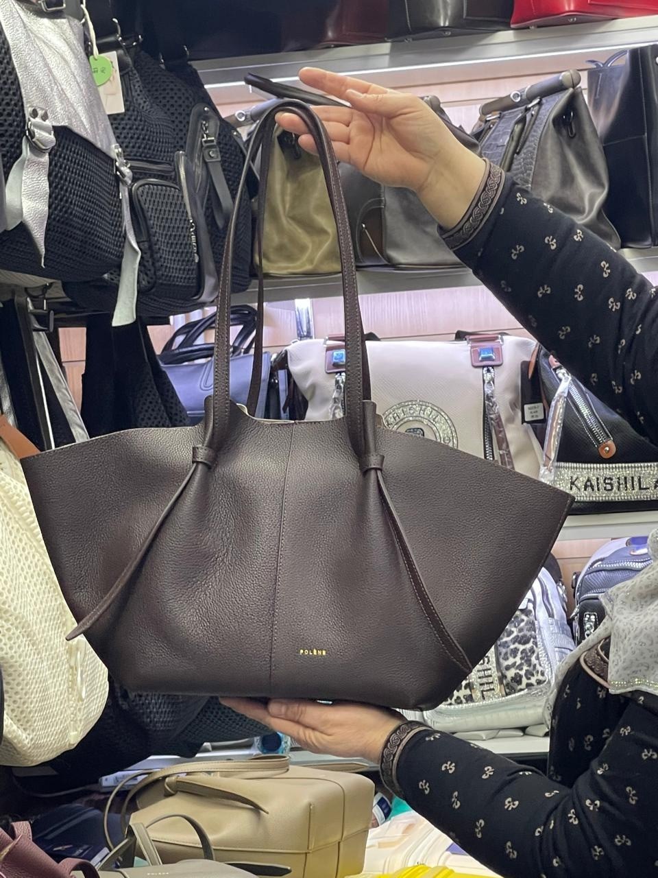 сумка,бежевая сумка,сумка тоут,сумка polene натуральная кожа 47х24х26,женская сумка