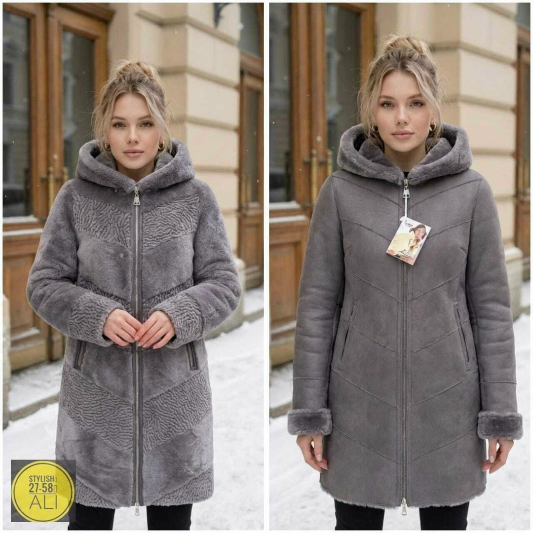 дубленка женская,пальто зимнее длинное с капюшоном из эко меха klasika moda,двухсторонняя дубленка женская,двухсторонняя дубленка,дубленка зимняя