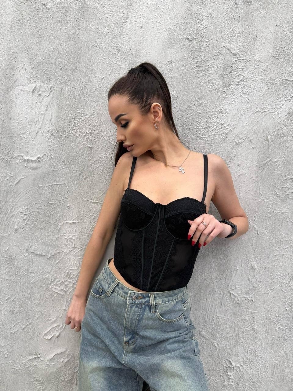 корсет женский dzhanelidze 9009 черный m,корсетный топ,топ корсет,корсет топ женский,корсет черный