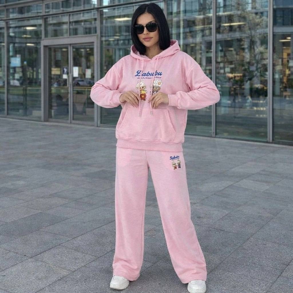 стильный костюм с принтом "twbear",костюм спортивный на молнии, палаццо с кулиской liya цвет желтый,спортивный костюм,костюм,спортивный костюм женский