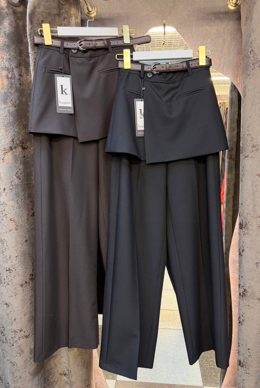 брюки с юбкой,брюки с широкими штанинами,широкие брюки,брюки с высокой талией,модные широкие брюки