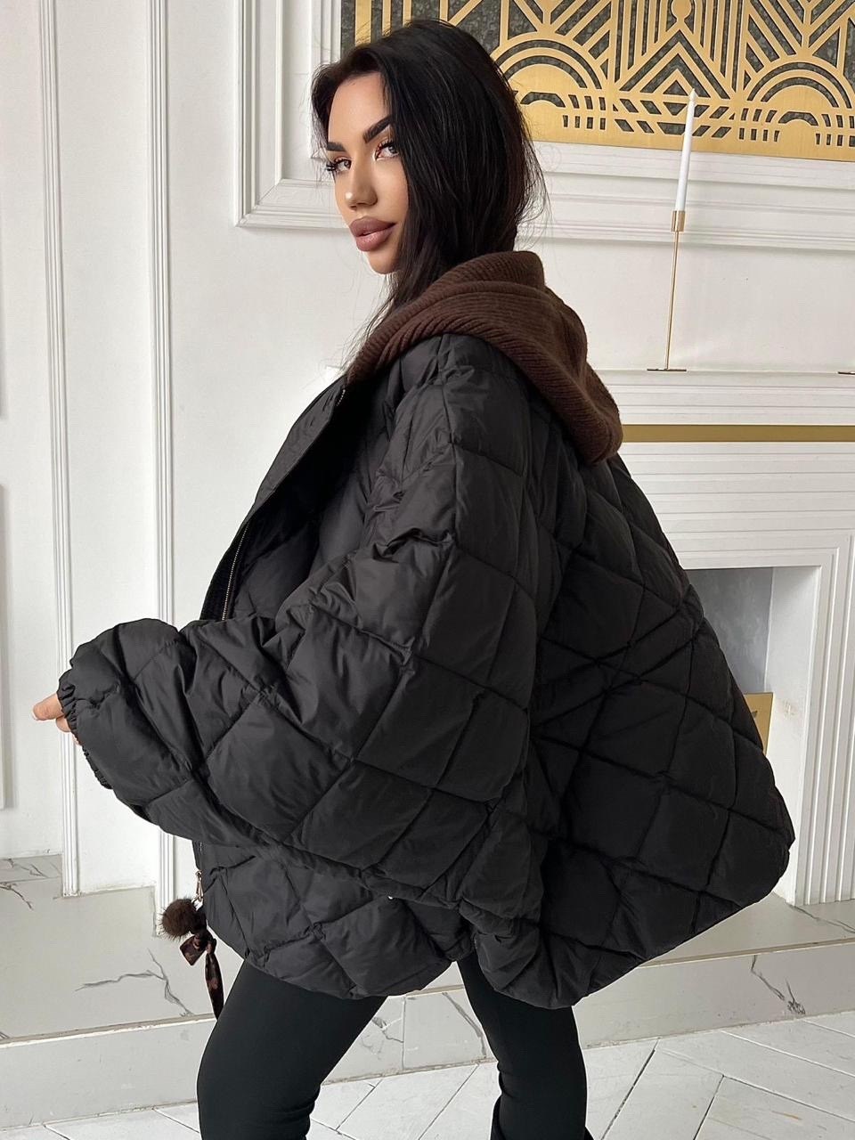 куртка стеганая оверсайз с капюшоном okxana utova brand,стильные куртки,стеганый пуховик,куртка оверсайз,куртка женская