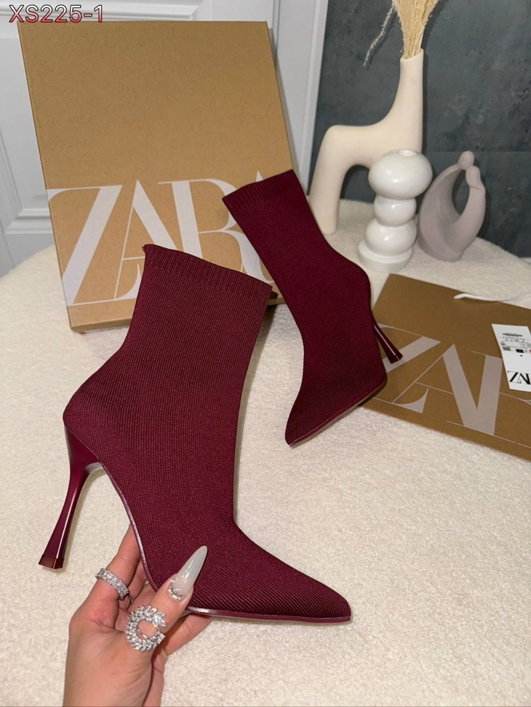 стильные ботильоны,ботильоны tendance шпилька,женские ботильоны с острым носком на высоком каблуке,модная ,ботильоны текстильные женские