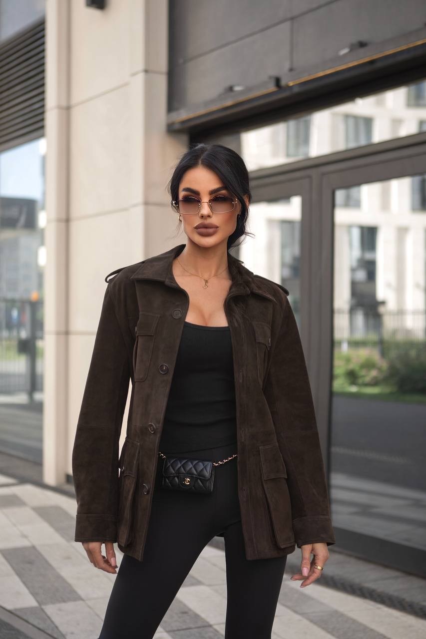 замшевая куртка,куртка замшевая женская,стильная куртка,замшевая куртка сафари,коричневая куртка