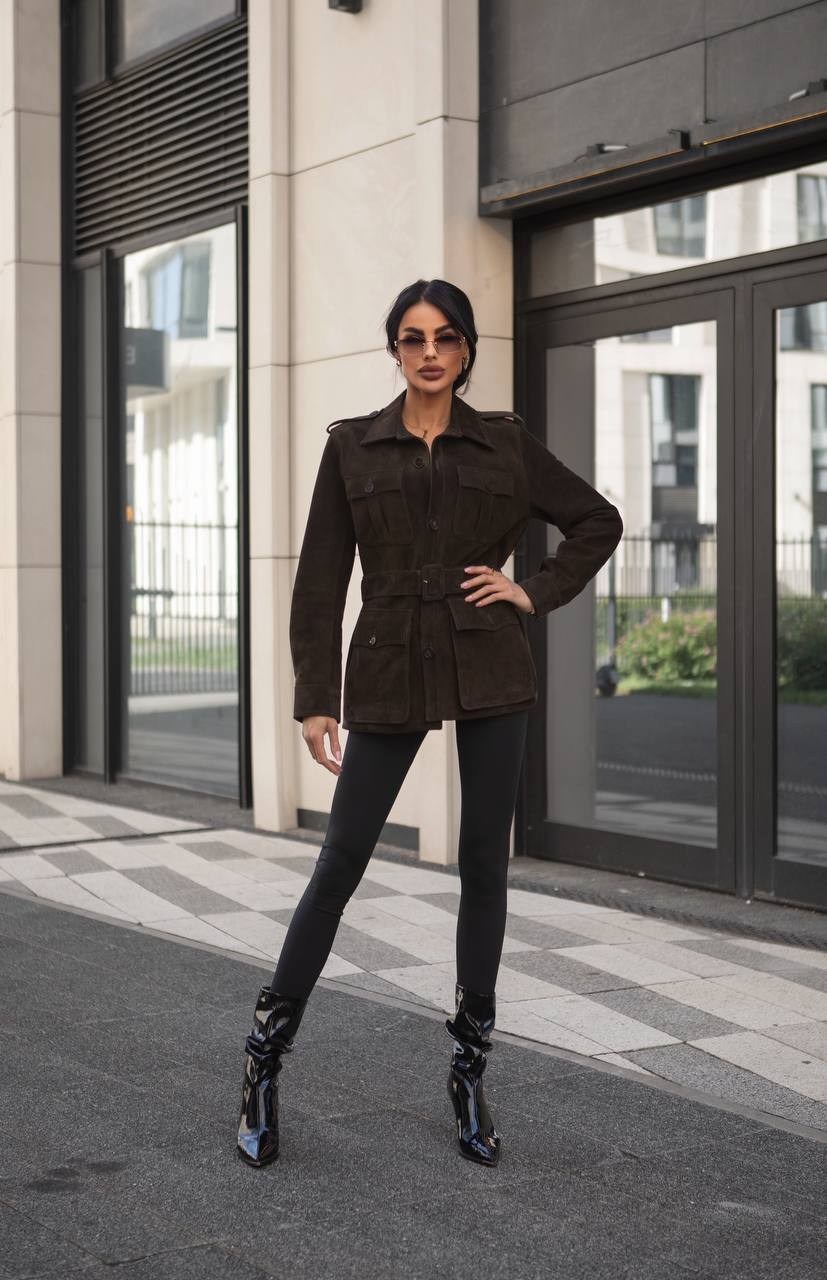 замшевая куртка,куртка замшевая женская,стильная куртка,замшевая куртка сафари,коричневая куртка