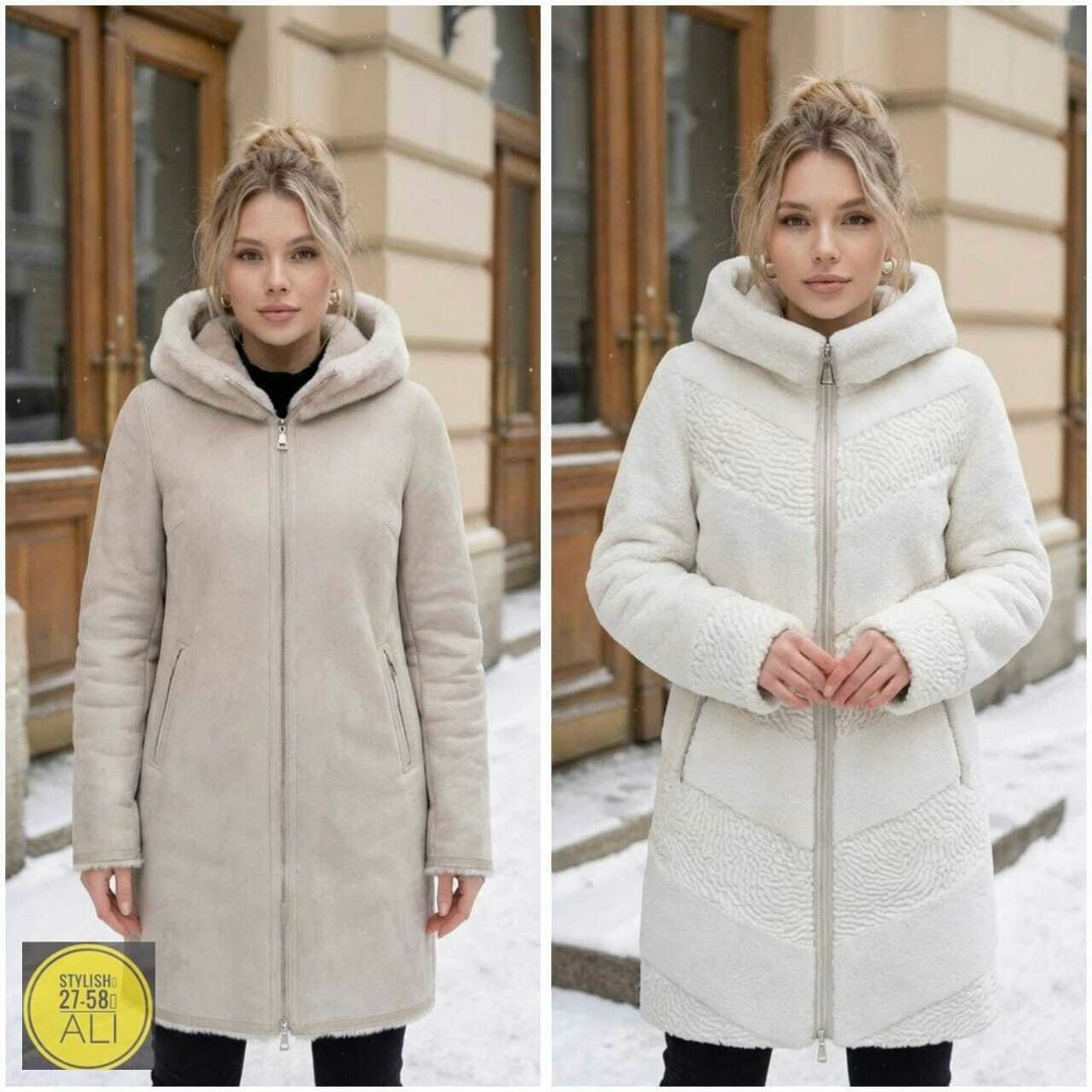 дубленка женская,пальто зимнее длинное с капюшоном из эко меха klasika moda,двухсторонняя дубленка женская,двухсторонняя дубленка,дубленка зимняя