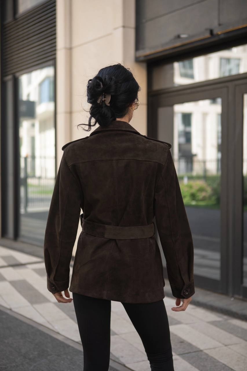 замшевая куртка,куртка замшевая женская,стильная куртка,замшевая куртка сафари,коричневая куртка