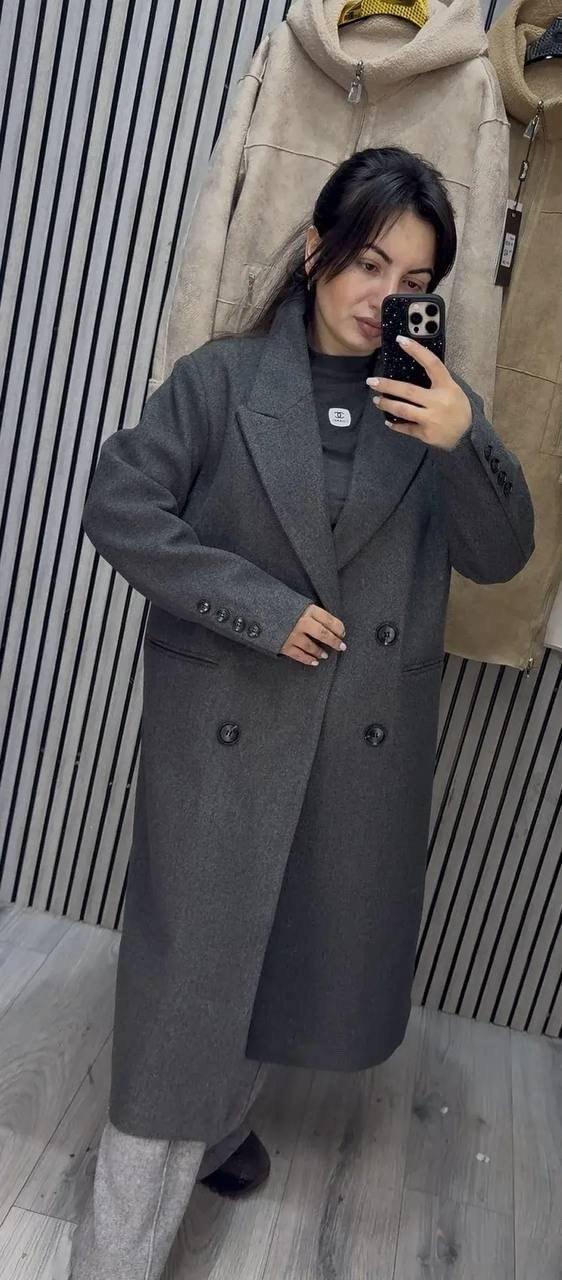 оверсайз пальто,женское пальто,шерстяное пальто,пальто с воротником,серое пальто