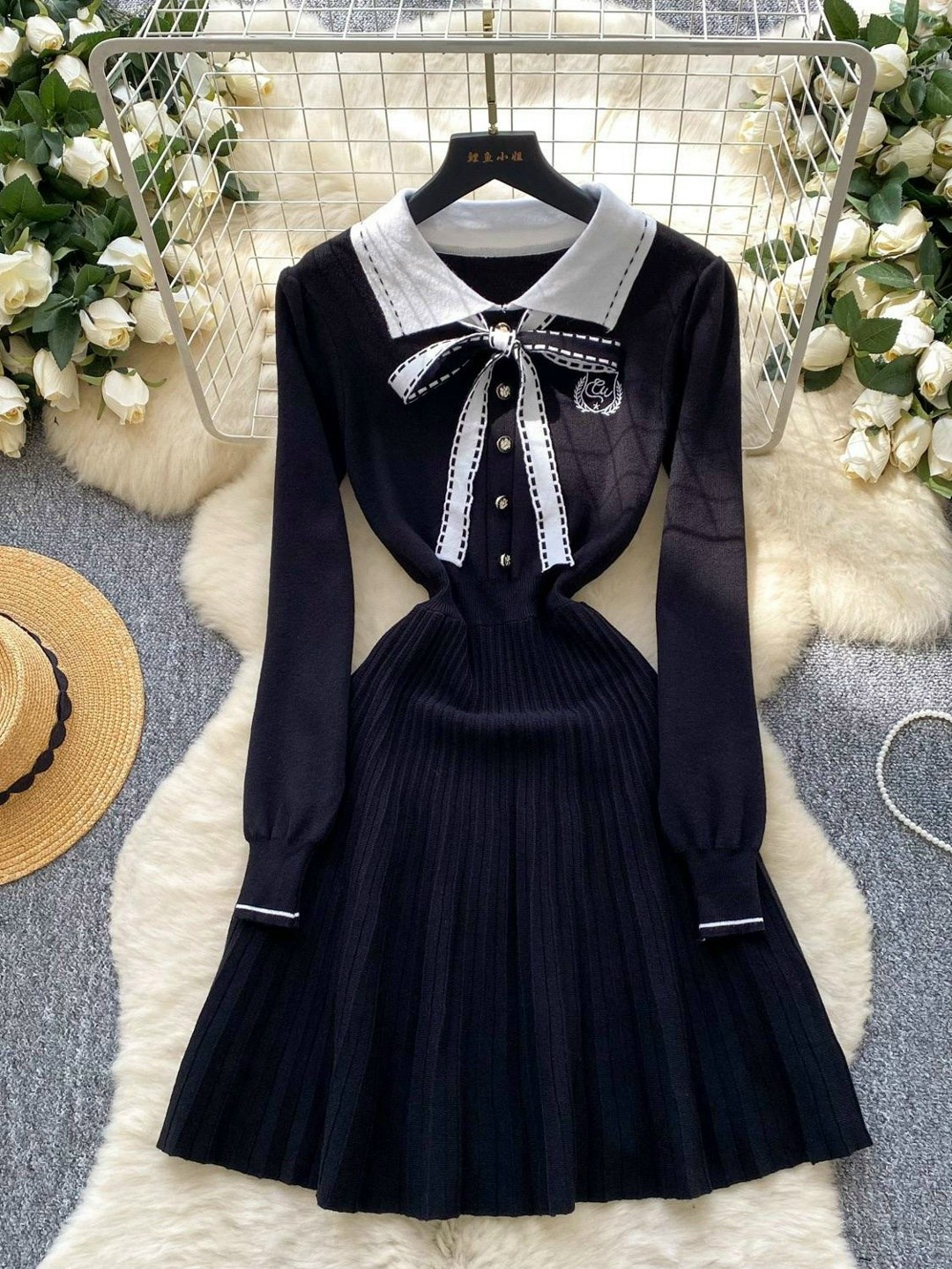 платье с бантом,повседневные платья,платье с воротником,вязаные платья,платье для девочек