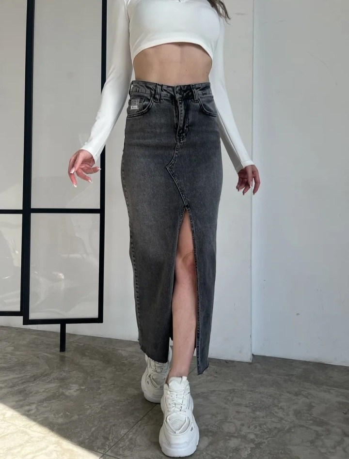 юбка джинсовая длинная с разрезом спереди niange,юбка джинсовая длинная с разрезом,длинная джинсовая юбка с разрезом спереди,юбка джинсовая длинная,юбка джинсовая