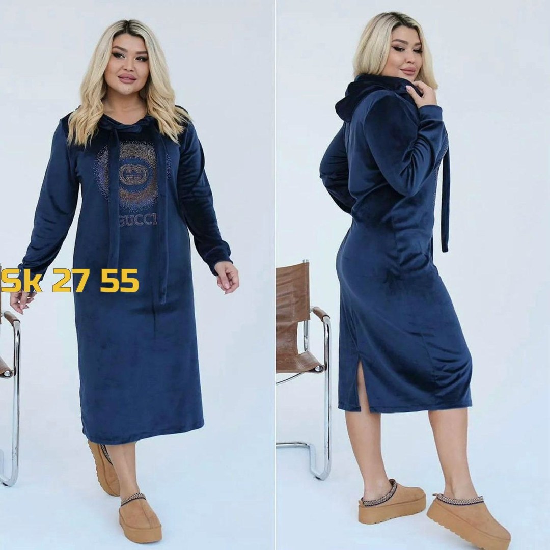 спортивное платье с капюшоном,платье велюр,платье женская,костюм велюровый,платье с капюшоном