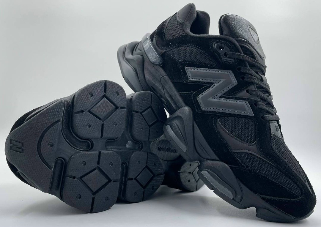 черные кроссовки new balance 9060,кроссовки new balance 9060,кроссовки,new balance 9060 triple black leather,кроссовки new balance 9060 мужские