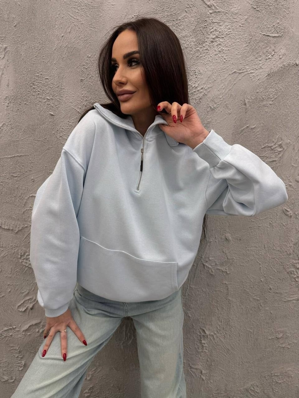 свитшот женская,свитшот оверсайз на молнии без начеса old money,женская кофта,толстовки свитшот,женский свитшот оверсайз