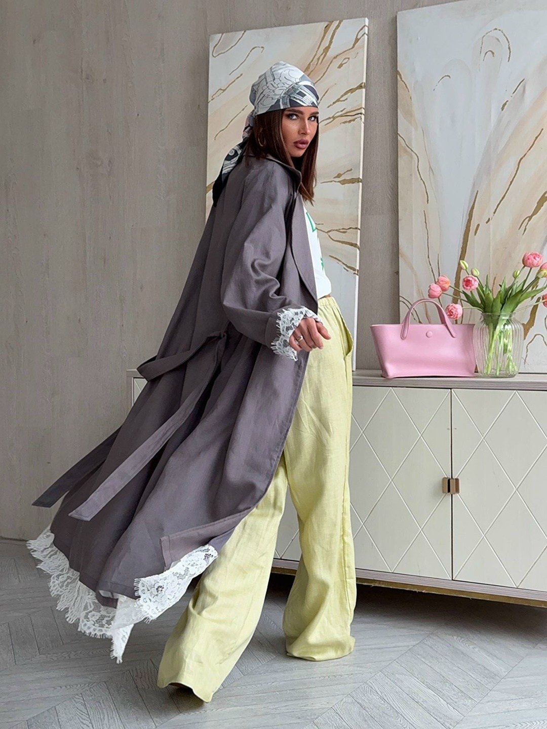 тренч плащ,льняной тренч,роскошный льняной тренч ermanо scervino 5800sml,тренч,одежда кэжуал