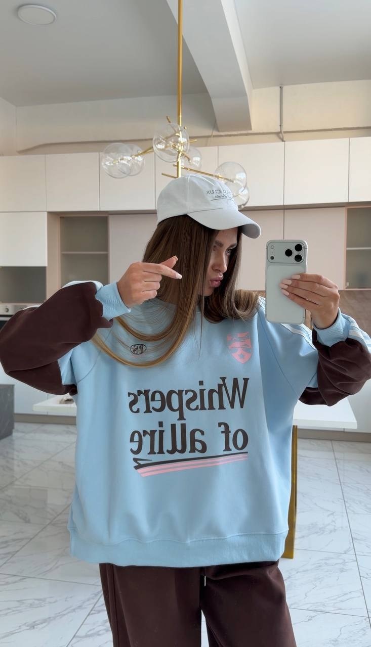 женский свитшот оверсайз,голубой свитшот,свитшот,повседневный свитшот,свитшот женский