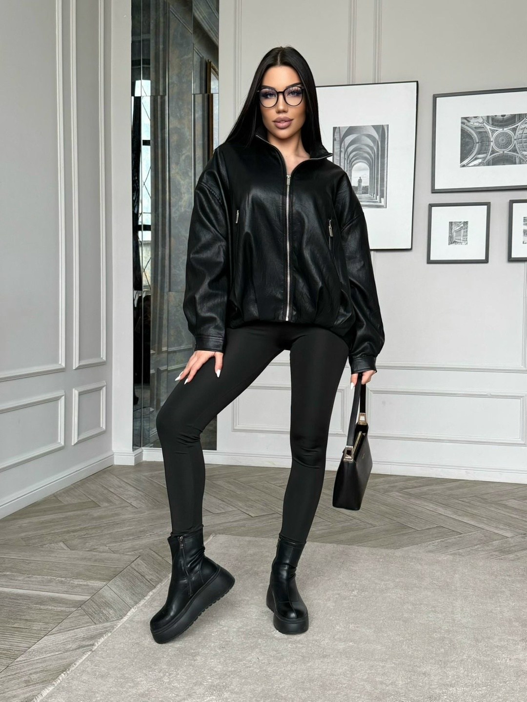 кожаная куртка,стильные куртки,женская кожаная куртка,куртка бомбер из экокожи,бомбер удлиненный оверсайз кожаная куртка saint shine