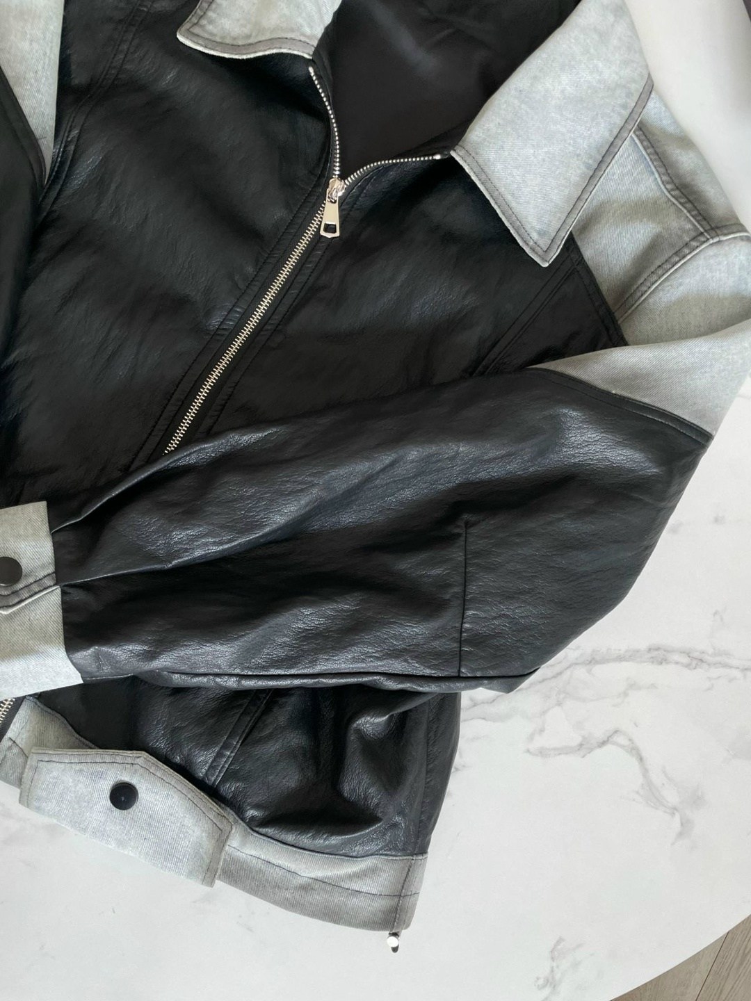 куртка из мягкой экокожи,стильная куртка,куртка женская,комбинированная куртка,куртка