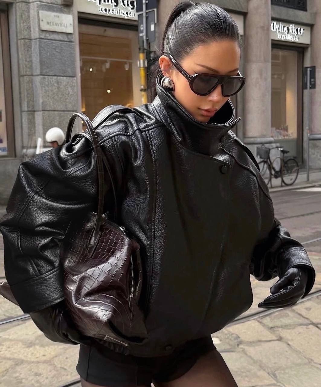 куртка кожаная,женская кожаная куртка,куртка оверсайз,косуха кожаная куртка оверсайз saint shine,косуха оверсайз