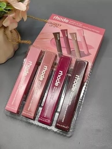 набор блеск для губ rhode 4 шт,набор блесков для губ 4 шт,набор блеска для губ,набор блеск для губ ,набор тинт блесков для губ - 4 штук roza beauty
