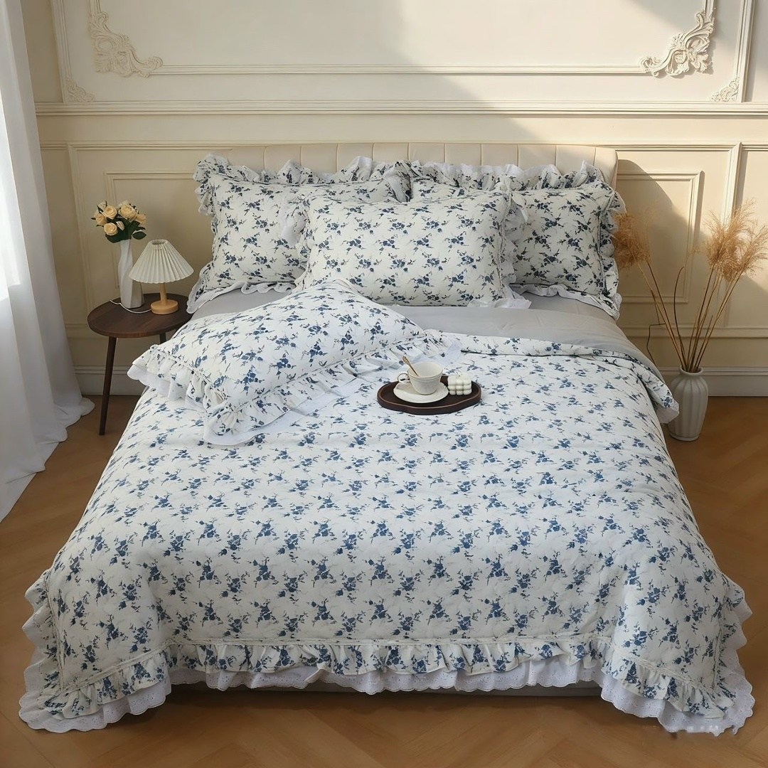 комплект постельного белья,покрывало с оборками,покрывало для кровати,покрывало с кружевом,покрывала