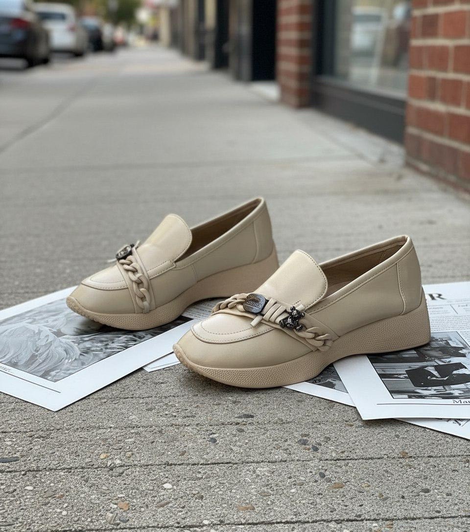 ,женские лоферы,лоферы бежевые, женская,лоферы шанель