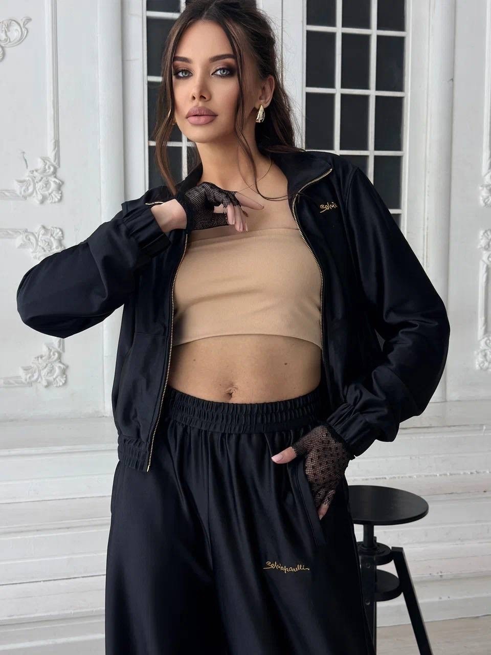 велюровый костюм,женский костюм,черный шелковый костюм в пижамном стиле,костюм брючный,велюровый спортивный костюм