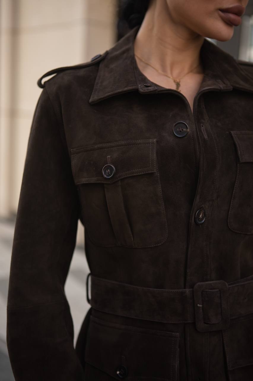 замшевая куртка,куртка замшевая женская,стильная куртка,замшевая куртка сафари,коричневая куртка