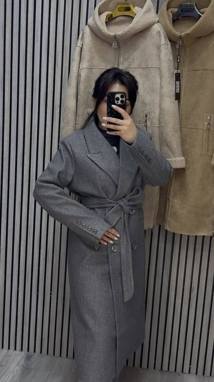 оверсайз пальто,женское пальто,шерстяное пальто,пальто с воротником,серое пальто