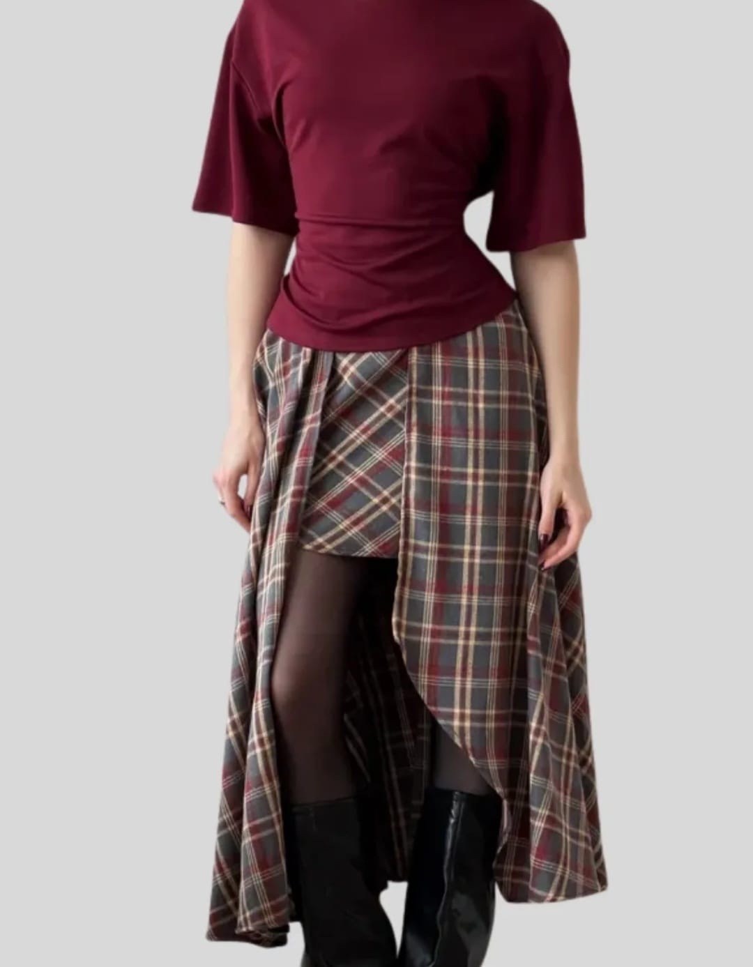 корейская мода,юбка мода,модная юбка,клетчатая юбка,юбка шотландка макси