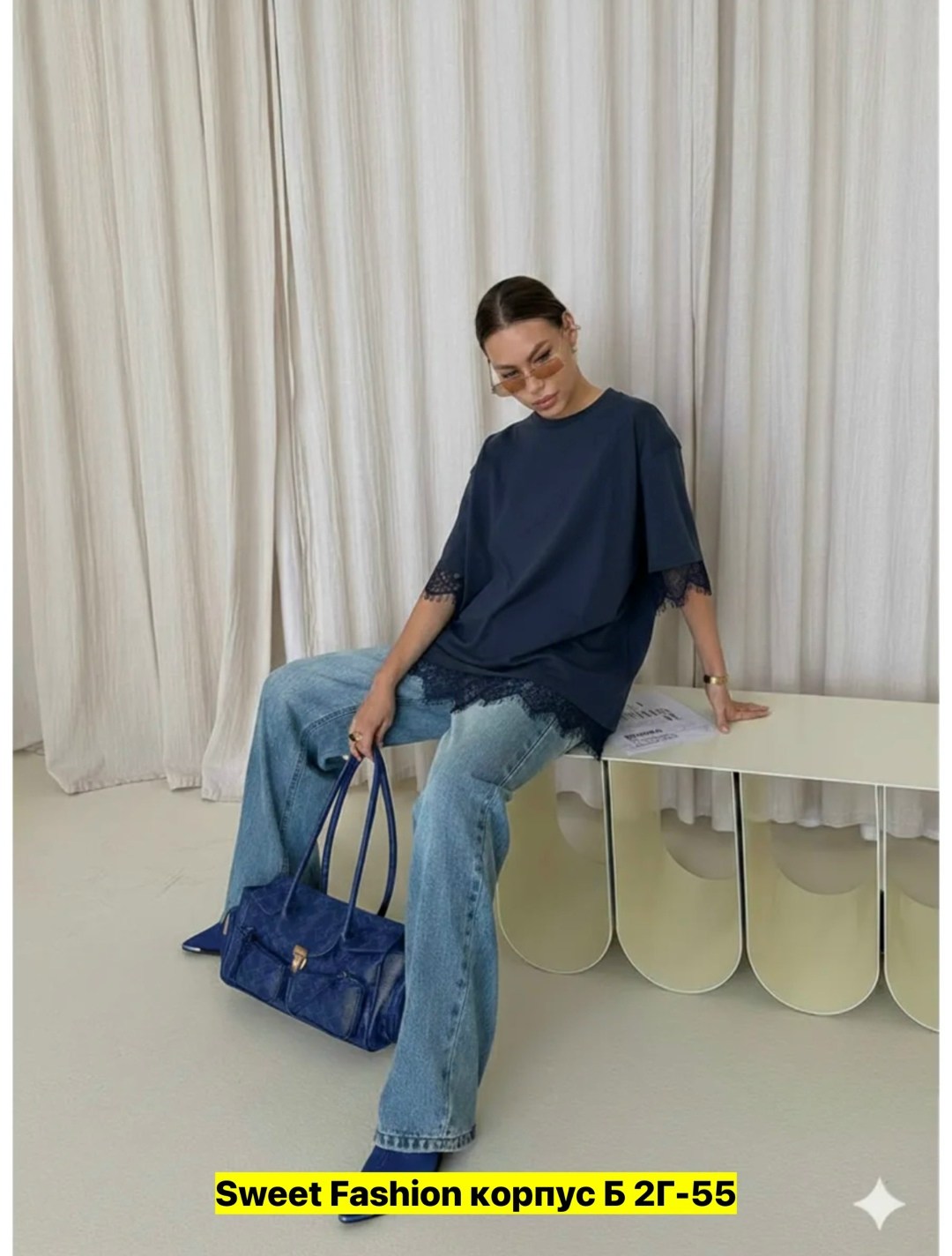 блуза женская olsi 1910013 синяя 48 ru,повседневная блуза,блузы,женская блуза,женские блузки