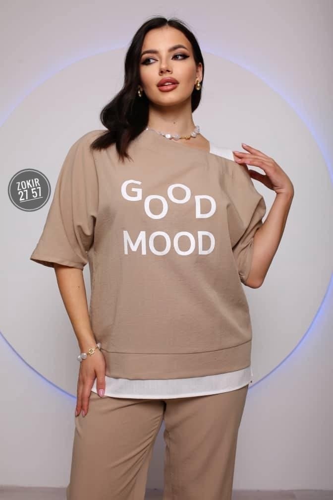 костюм женский,костюм из кулирки,костюм с брюками,костюм трикотажный,брючный комплект liona style 833 пепельно-зеленый