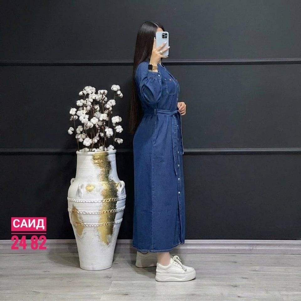 платье рубашка джинсовое длинное офисное макси в пол aisha collection,стильное джинсовое платье,джинсовое платье-рубашка длины миди,джинсовое платье,джинсовое платье женское