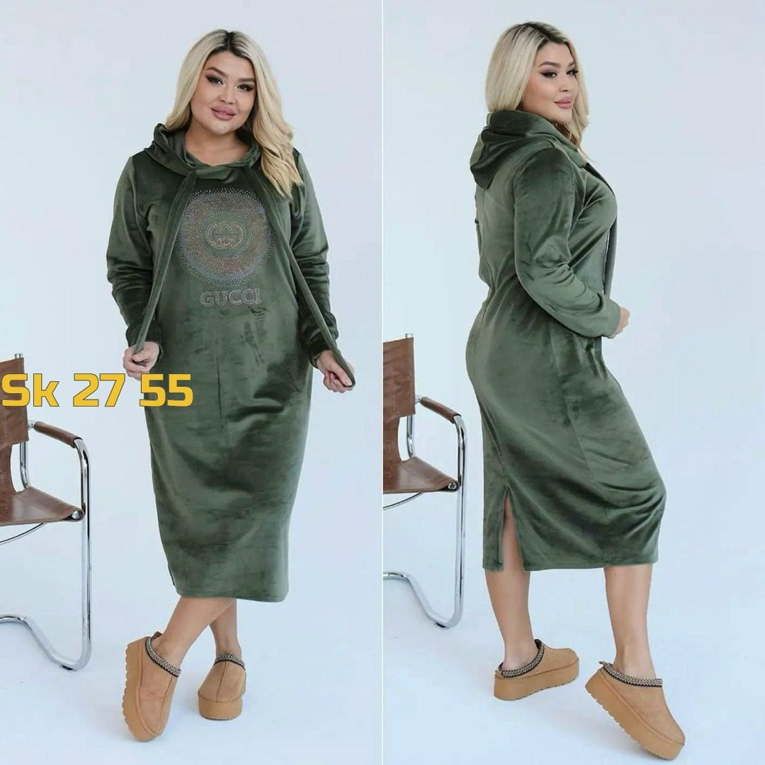 спортивное платье с капюшоном,платье велюр,платье женская,костюм велюровый,платье с капюшоном