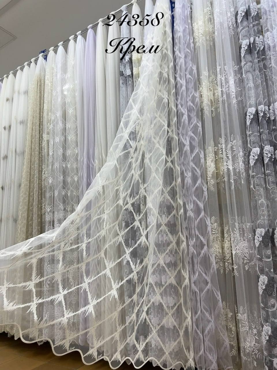 тюль сетка с вышивкой,тюль прозрачная сетка "нежнятина",тюль сетка,тюль красивый роскошный сетка вышивка "ладность"в300 см,тюль вышивка