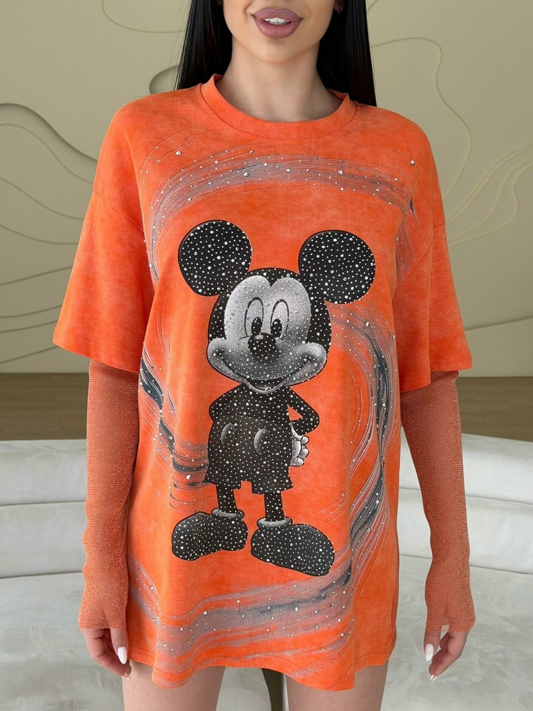 свитшот толстовка оверсайз микки маус со стразами,свитшот оверсайз с принтом "микки маус",свитшот женская,свитшот оверсайз,cвитшот оверсайз с принтом