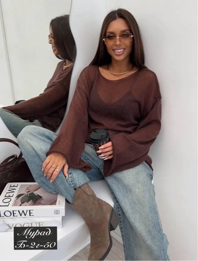 джемпер мохеровая паутинка цвета "туман",свитер из мохера "паутинка",женская кофта,джемпер из мохера на шёлке oversize,джемпер паутинка из мохера