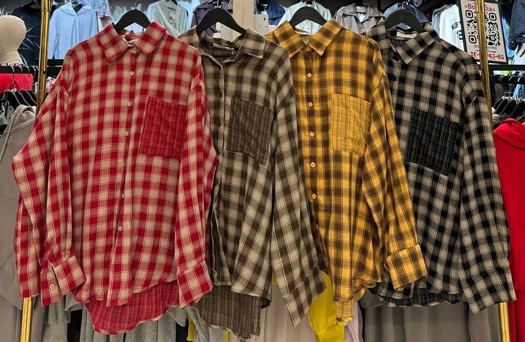 рубашка женская в клетку pinacolada64,рубашка женская в клетку,женская клетчатая рубашка,рубашка в клетку,рубашка летняя oversize