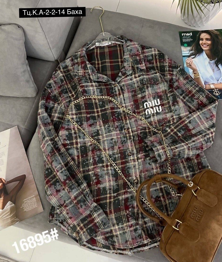 рубашка женская,рубашка в клетку женская,рубашка в клетку,рубашка miu miu оверсайз в клетку варенка,женская рубашка оверсайз в клетку