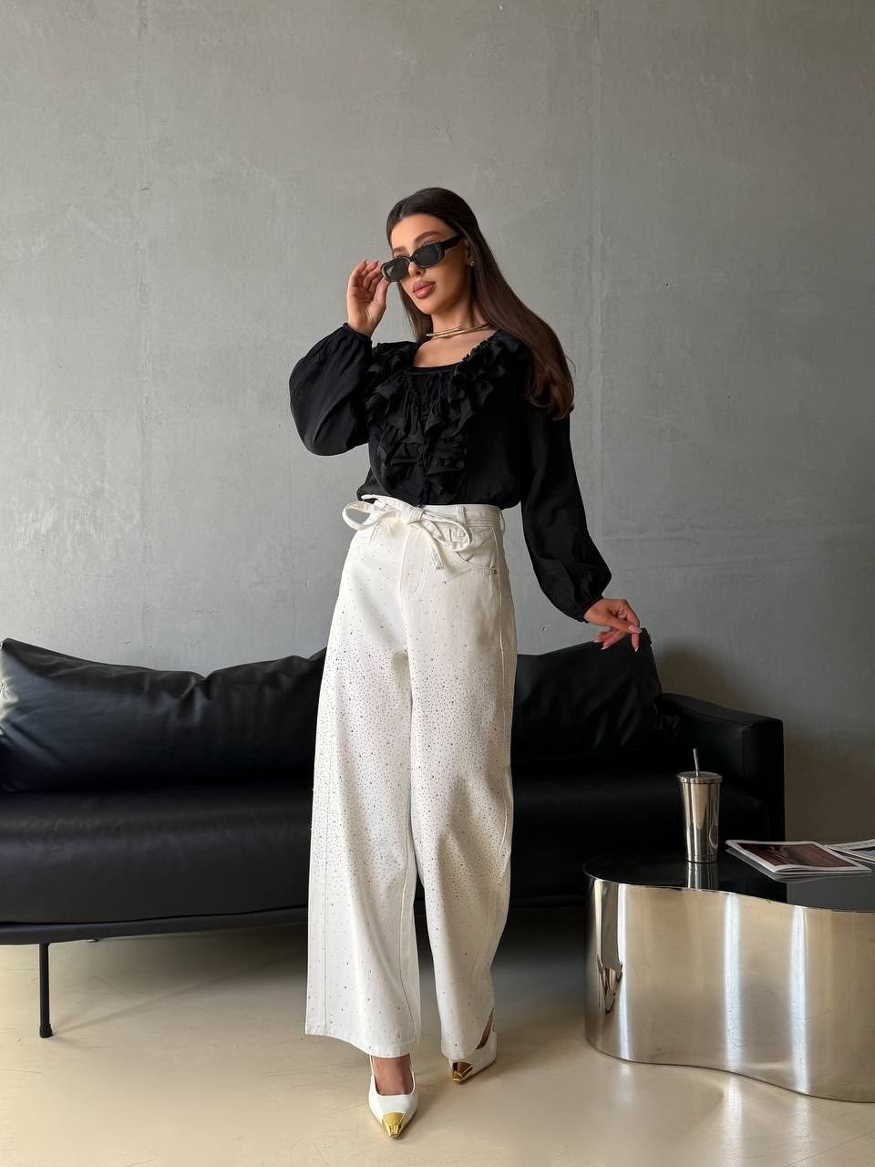 палаццо брюки,широкие брюки,блуза,женская блуза,белая кружевная блузка