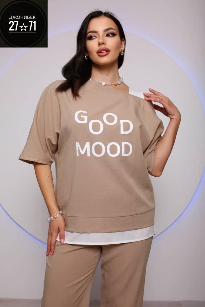 костюм женский,брючный комплект liona style 833 пепельно-зеленый,костюм из кулирки,костюм с брюками,комплект liona style 833 пепельно-зеленый