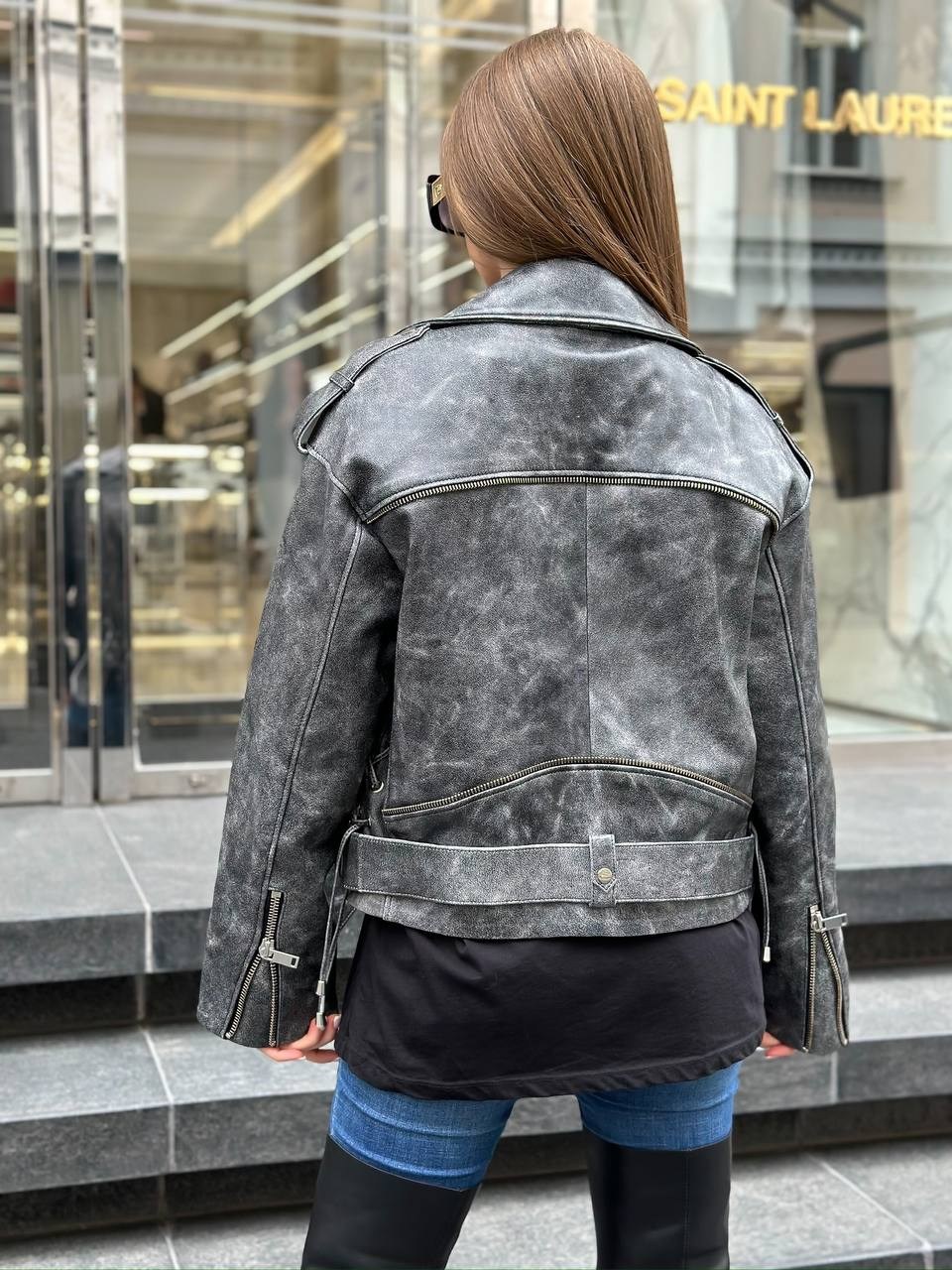 косуха оверсайз демисезонная pa&bn fashion,серая косуха оверсайз,косуха оверсайз демисезонная c&h style,косуха куртка,косуха кожаная женская куртка оверсайз демисезонная