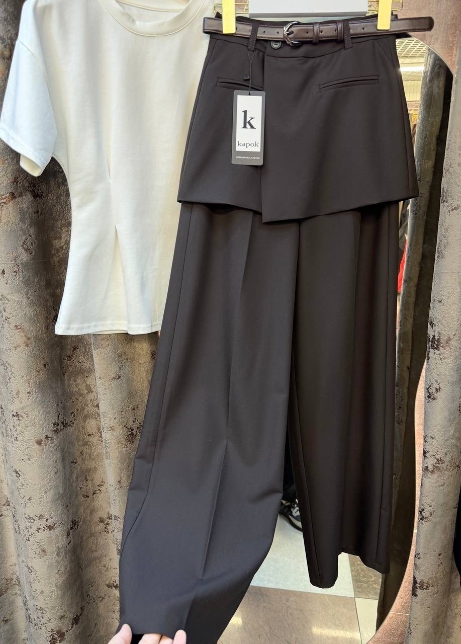 брюки с юбкой,брюки с широкими штанинами,широкие брюки,брюки с высокой талией,модные широкие брюки