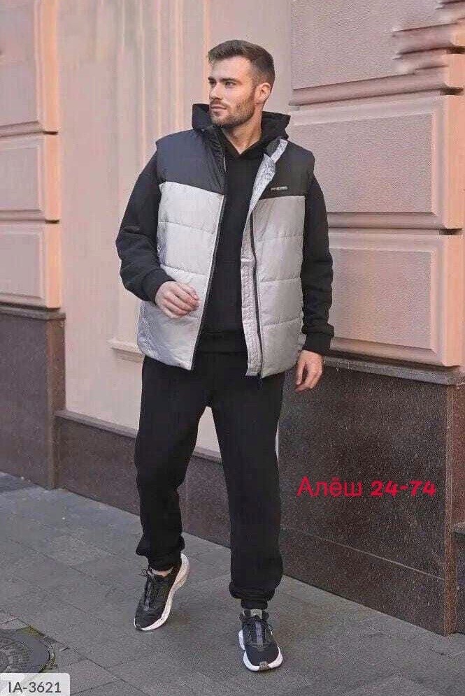 мужской теплый спортивный костюм на флисе с жилетом,жилетка на синтепоне,спортивный костюм тройка мужской с жилетом,костюм спортивный мужской,костюм на флисе