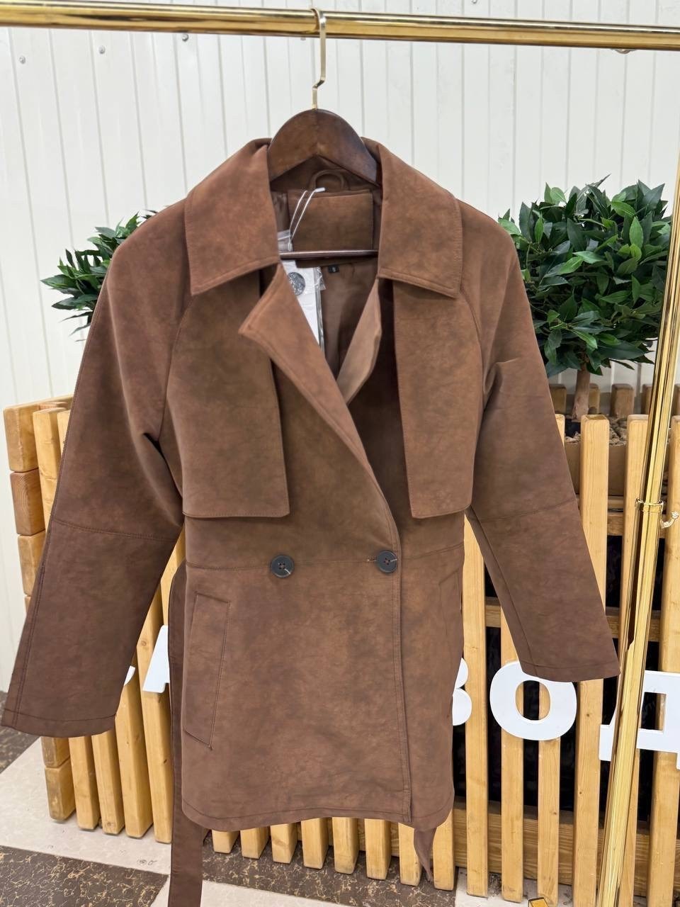 замшевый тренч,замшевая куртка,куртка косуха замшевая коричневая с поясом tadari,женская верхняя одежда,тренч женский