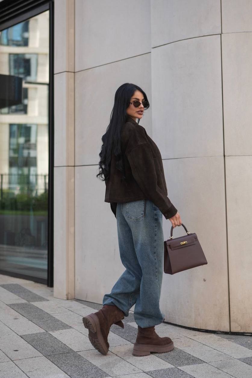 джинсы оверсайз,стиль одежды,замшевая куртка