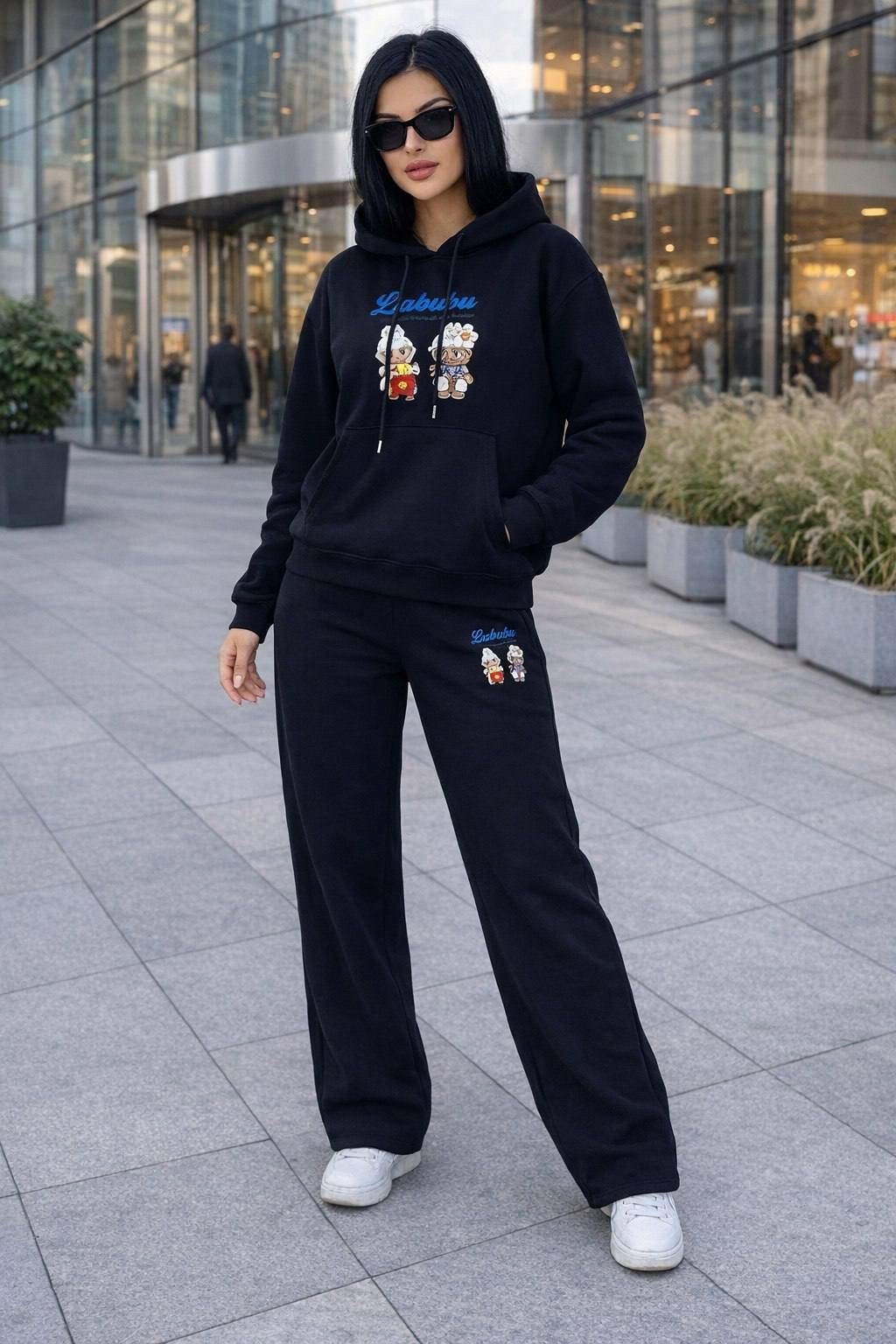 стильный костюм с принтом "twbear",костюм спортивный на молнии, палаццо с кулиской liya цвет желтый,спортивный костюм,костюм,спортивный костюм женский