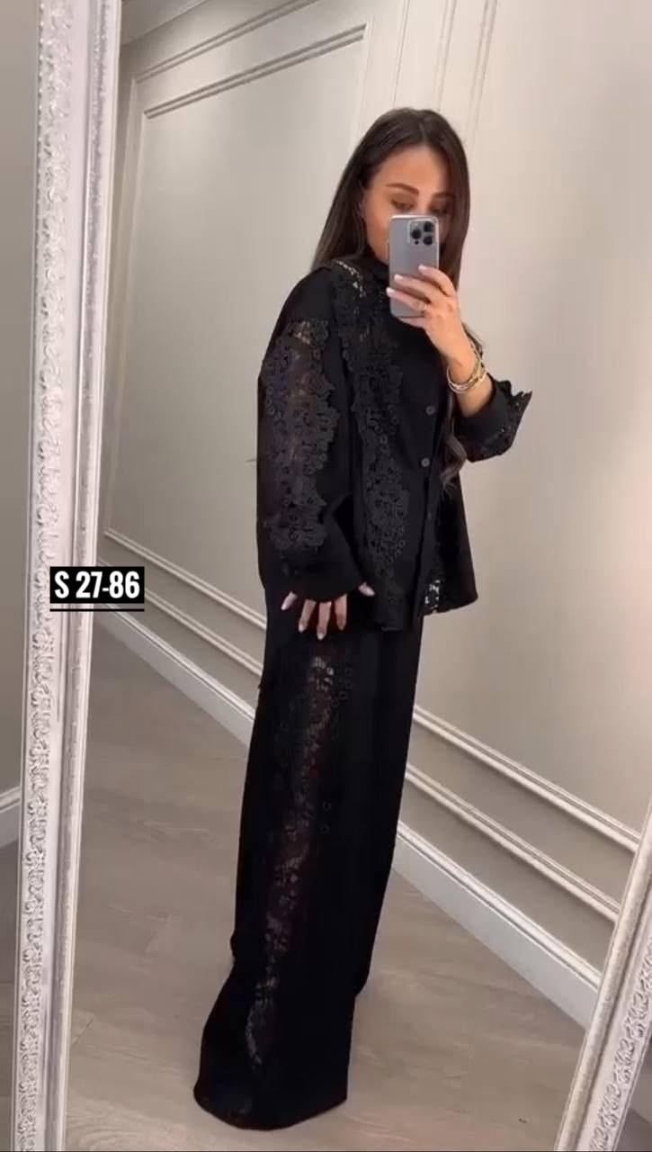 женский брючный костюм двойка,костюм двойка,модная ,брючный костюм,женский брючный костюм с кружевом