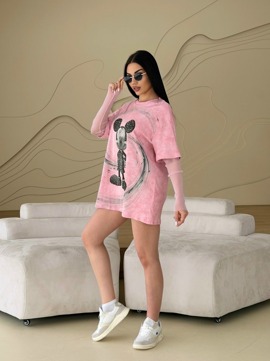 свитшот толстовка оверсайз микки маус со стразами,свитшот оверсайз с принтом "микки маус",свитшот женская,свитшот оверсайз,cвитшот оверсайз с принтом